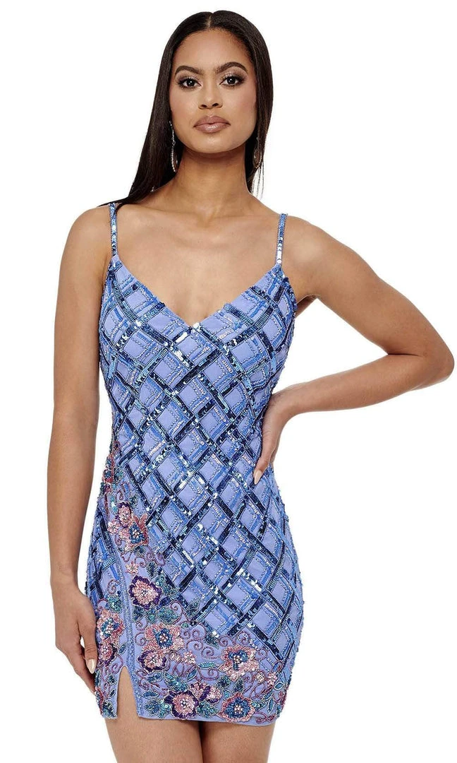 Rachel Allan - 40153 Sequin Lattice Sheath Dress 3 Rachel Allan - 40153 Sequin Lattice Sheath Dress