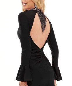 Rachel Allan - 40156 Beaded Long Sleeve Fitted Dress
