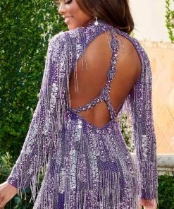 Rachel Allan 40196 - Long Sleeve Collar Cocktail Dress