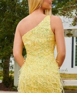 Rachel Allan 40203 - Sequin Feather Cocktail Dress