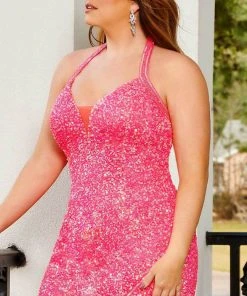 Rachel Allan 40213 - Halter V-Neck Sequin Cocktail Dress