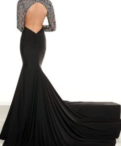 Rachel Allan - 50017 Beaded Long Sleeves Trumpet Gown