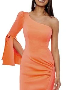 Rachel Allan - 50038 Asymmetric Crepe Mini Dress 8 Rachel Allan - 50038 Asymmetric Crepe Mini Dress