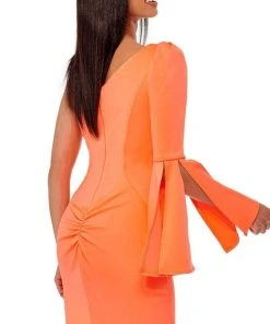 Rachel Allan - 50038 Asymmetric Crepe Mini Dress 9 Rachel Allan - 50038 Asymmetric Crepe Mini Dress