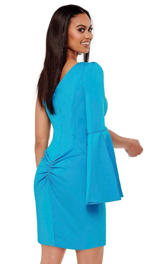 Rachel Allan - 50038 Asymmetric Crepe Mini Dress 4 Rachel Allan - 50038 Asymmetric Crepe Mini Dress