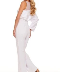 Rachel Allan - 50080 Floral Appliques Jewel Jumpsuit