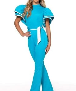 Rachel Allan - 50101 Flutter Sleeve Contrast Jumpsuit 10 Rachel Allan - 50101 Flutter Sleeve Contrast Jumpsuit