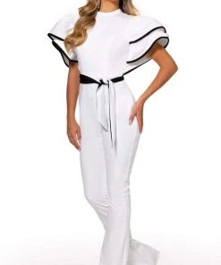 Rachel Allan - 50101 Flutter Sleeve Contrast Jumpsuit 12 Rachel Allan - 50101 Flutter Sleeve Contrast Jumpsuit