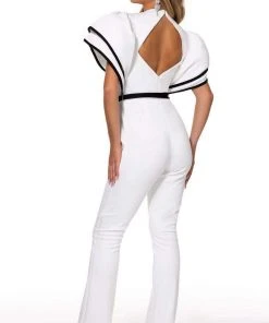 Rachel Allan - 50101 Flutter Sleeve Contrast Jumpsuit 13 Rachel Allan - 50101 Flutter Sleeve Contrast Jumpsuit