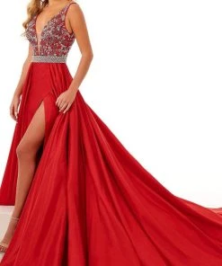 Rachel Allan - 50104 Beaded Plunging Bodice A-Line Gown