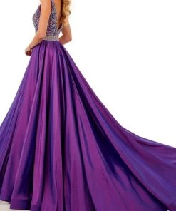 Rachel Allan - 50104 Beaded Plunging Bodice A-Line Gown