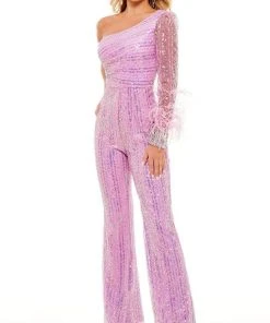 Rachel Allan - 50105 One Shoulder With Sheer Detail Dress