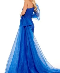 Rachel Allan - 50128 One Shoulder Puffed Beaded Jumpsuit