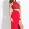 Rachel Allan - 6021 Two Piece Halter Gown With Slit