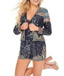 Rachel Allan - 70023 Allover Sequined Romper With Jacket 17 Rachel Allan - 70023 Allover Sequined Romper With Jacket
