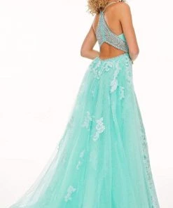 Rachel Allan - 70026 Sequined Mermaid Overskirt Gown