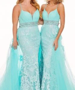 Rachel Allan - 70026 Sequined Mermaid Overskirt Gown 11 Rachel Allan - 70026 Sequined Mermaid Overskirt Gown