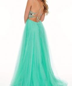 Rachel Allan - 70038 Geometric Cut Glass Tulle Dress 9 Rachel Allan - 70038 Geometric Cut Glass Tulle Dress