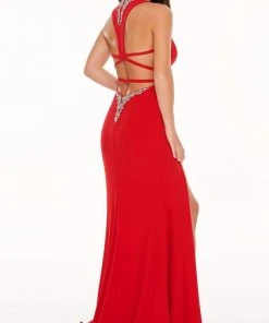 Rachel Allan - 70042 Jeweled High Slit Mermaid Gown 10 Rachel Allan - 70042 Jeweled High Slit Mermaid Gown