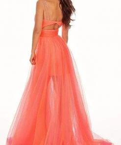 Rachel Allan - 70063 Plunging V Neck Tulle Dress 7 Rachel Allan - 70063 Plunging V Neck Tulle Dress