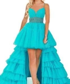 Rachel Allan - 70074 Ruffled Sweetheart High Low Dress