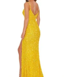 Rachel Allan - 70091 Embellished Plunging V Neck Sheath Dress