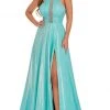 Rachel Allan - 70098 High Halter A-Line Dress With Slit