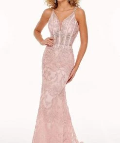 Rachel Allan - 70112 Applique Deep V Neck Mermaid Gown 11 Rachel Allan - 70112 Applique Deep V Neck Mermaid Gown