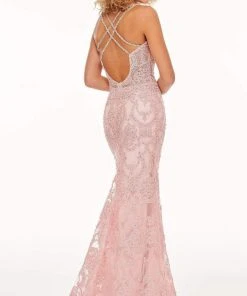 Rachel Allan - 70112 Applique Deep V Neck Mermaid Gown 12 Rachel Allan - 70112 Applique Deep V Neck Mermaid Gown