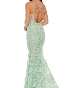 Rachel Allan - 70112 Applique Deep V Neck Mermaid Gown 10 Rachel Allan - 70112 Applique Deep V Neck Mermaid Gown