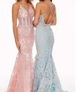 Rachel Allan - 70112 Applique Deep V Neck Mermaid Gown 15 Rachel Allan - 70112 Applique Deep V Neck Mermaid Gown