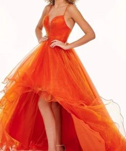Rachel Allan - 70115 Plunging Sweetheart High Low Dress