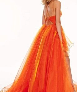 Rachel Allan - 70115 Plunging Sweetheart High Low Dress