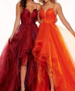 Rachel Allan - 70115 Plunging Sweetheart High Low Dress