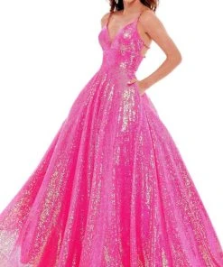 Rachel Allan - 70130 Sequined Strappy Back Gown