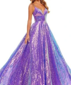 Rachel Allan - 70130 Sequined Strappy Back Gown 14 Rachel Allan - 70130 Sequined Strappy Back Gown