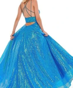 Rachel Allan - 70130 Sequined Strappy Back Gown 13 Rachel Allan - 70130 Sequined Strappy Back Gown