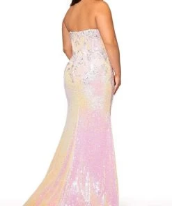 Rachel Allan - 70132W Semi-Sweetheart Floral Appliqued Dress 5 Rachel Allan - 70132W Semi-Sweetheart Floral Appliqued Dress