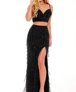 Rachel Allan - 70137 Two-Piece Bead-Fringed Gown