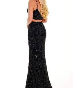 Rachel Allan - 70137 Two-Piece Bead-Fringed Gown