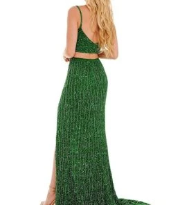 Rachel Allan - 70137 Two-Piece Bead-Fringed Gown