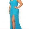 Rachel Allan - 70137W V-Neck Beaded Fringe Long Dress 2 Rachel Allan - 70137W V-Neck Beaded Fringe Long Dress
