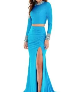 Rachel Allan - 70138 High Neck Trumpet Evening Dress