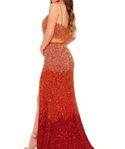 Rachel Allan - 70141 Two-Piece Dress With Straps And Slit