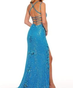 Rachel Allan - 70143 Floral Sequin High Slit Gown