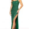 Rachel Allan - 70152 Scoop Back High Slit Gown