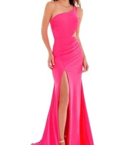 Rachel Allan - 70153 Asymmetrical Cutout Gown With Slit