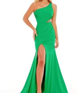 Rachel Allan - 70153 Asymmetrical Cutout Gown With Slit