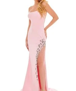 Rachel Allan - 70155 Scoop Neck And Lace Up Back Dress