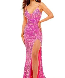 Rachel Allan - 70166 Sequin High Slit Gown